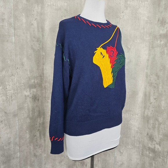 Vintage 90s Quantum Sportswear Golf Sweater Blue Applique Club‎ Headcovers M - Picture 4 of 7